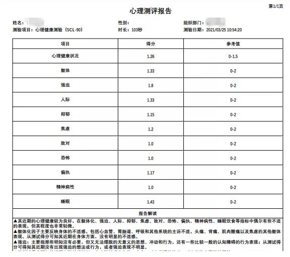 心理測評報告模版